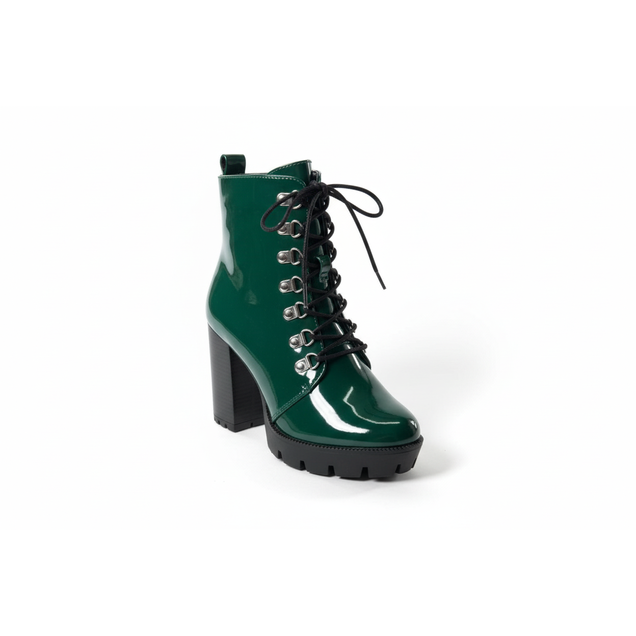 Lace-up High Heel Ankle Boots.