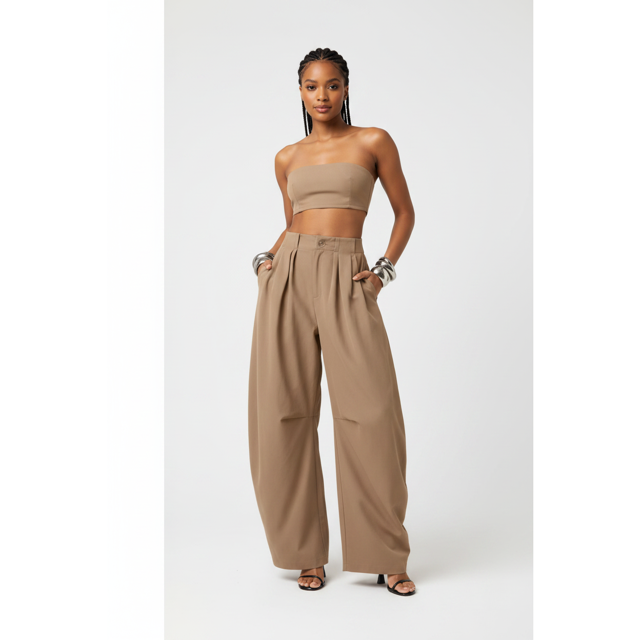 High Waisted Wide Leg Elegant Loose Fit Pants