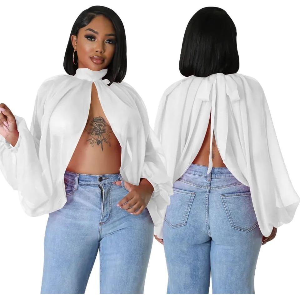 Batwing Chiffon Split Blouse