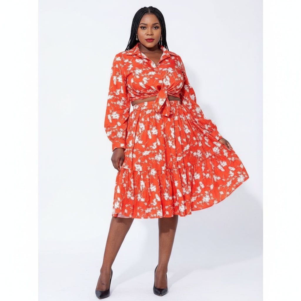 Long Sleeve Floral Two Piece Set