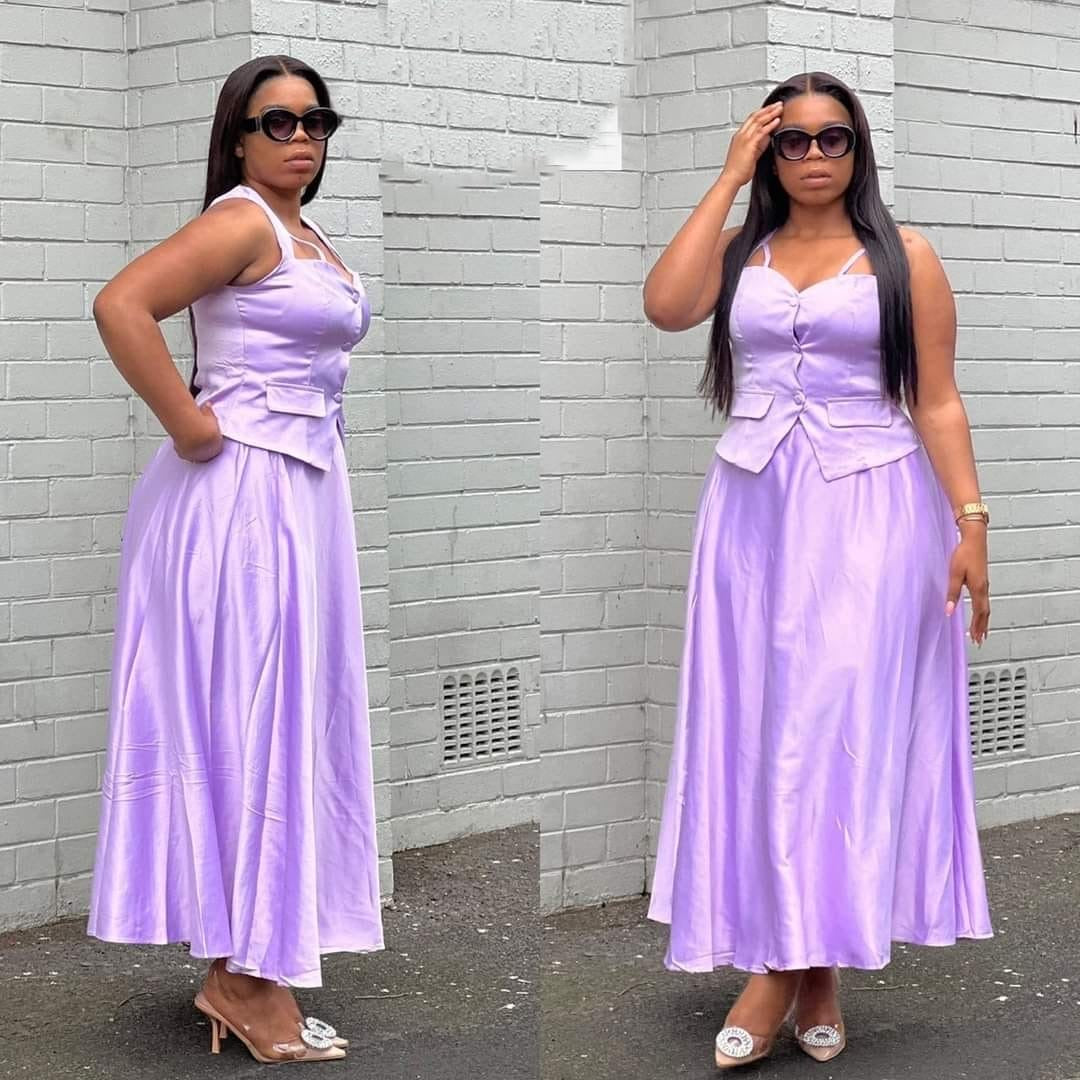 Queen Worth Satin Corset Maxi 2 Piece set.