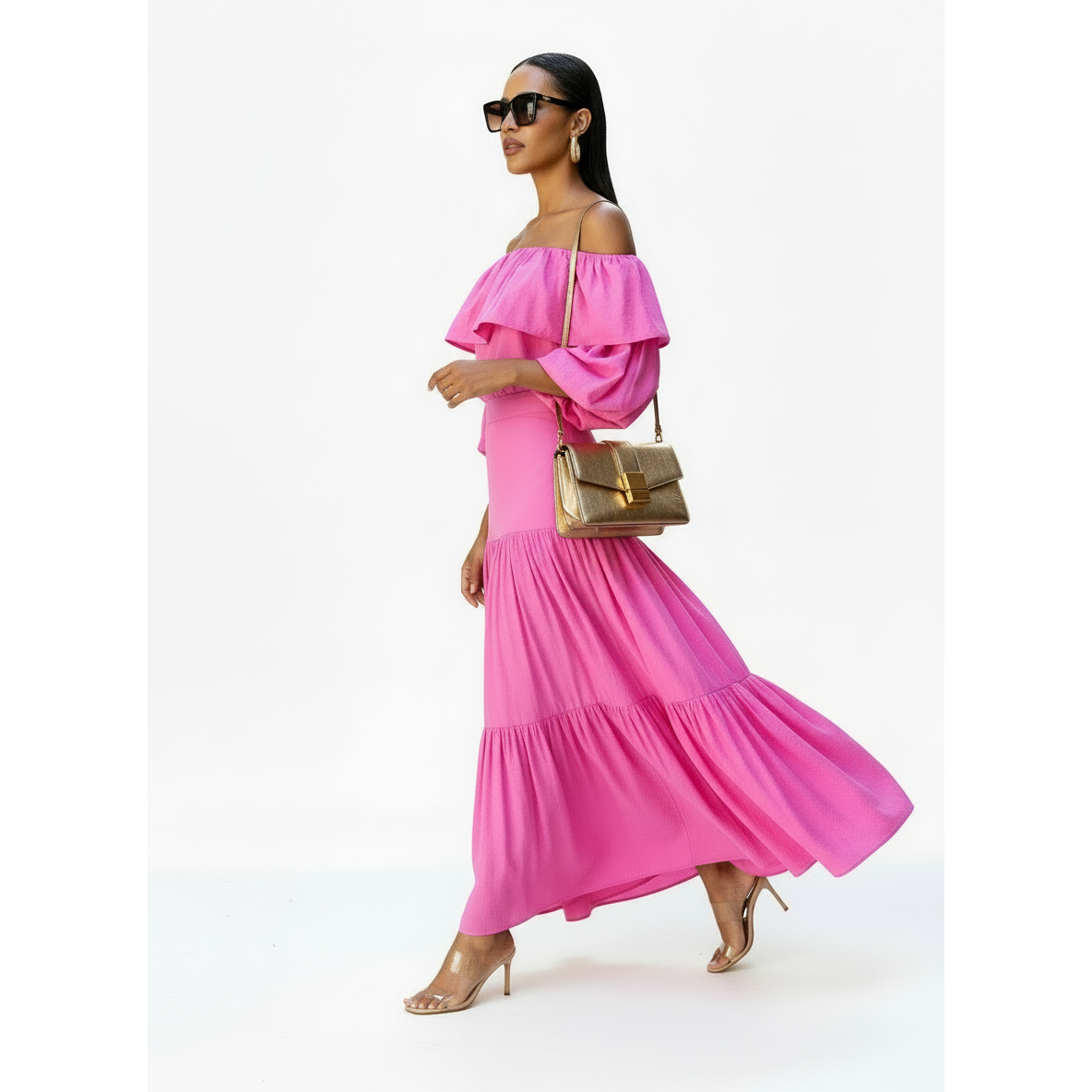 High Waisted Skirt and Off Shoulder Top 2 Pieces Set