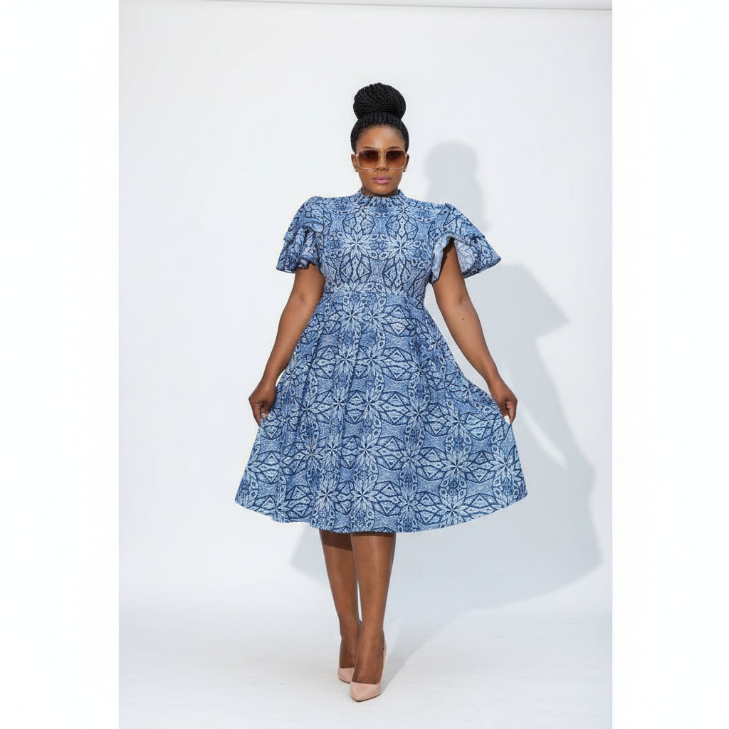 African Flared Sleeves Dress