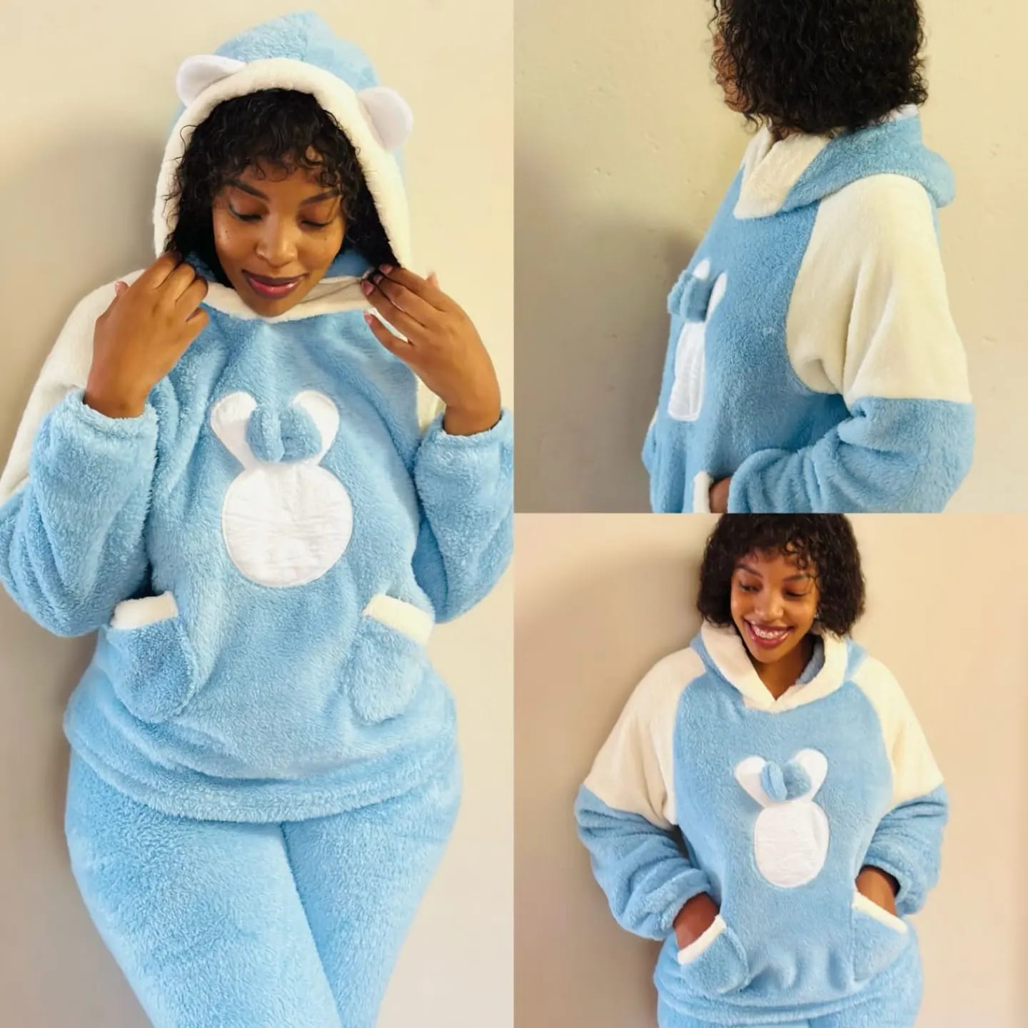 Hooded Warm Fleece Pyjamas