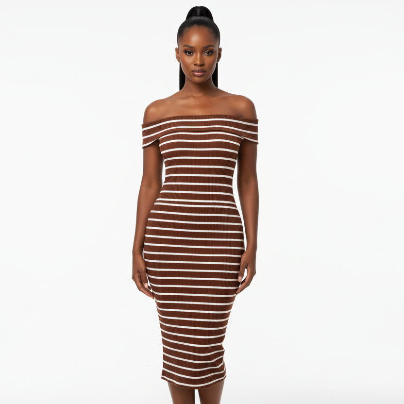 Knitted Off Shoulder Bodycon Dress