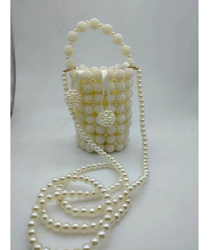 Handmade Pearl Bucket Stone Purse Handbag