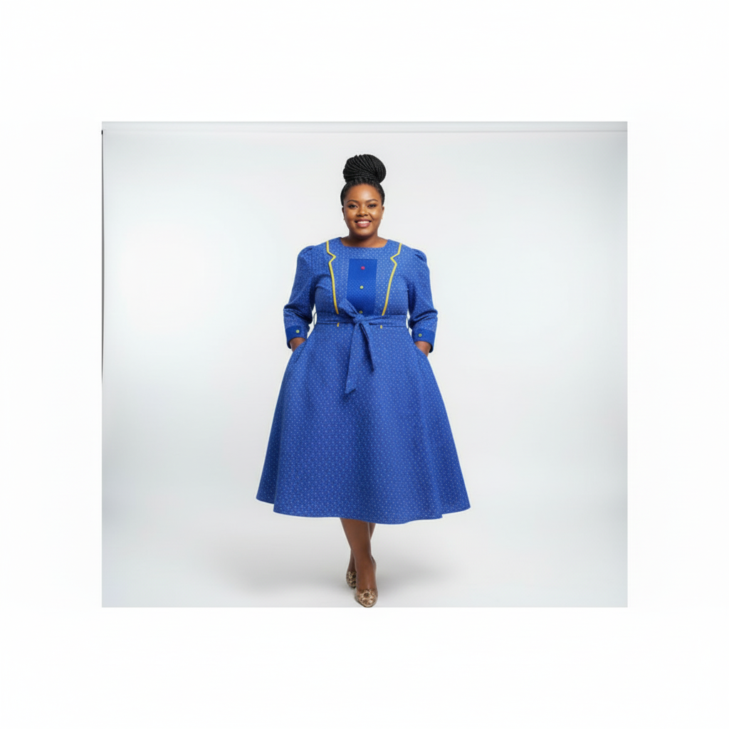 High Waisted Printed African Dress