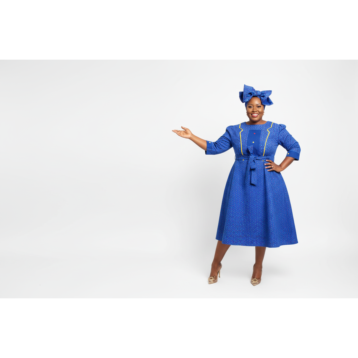 High Waisted Printed African Dress