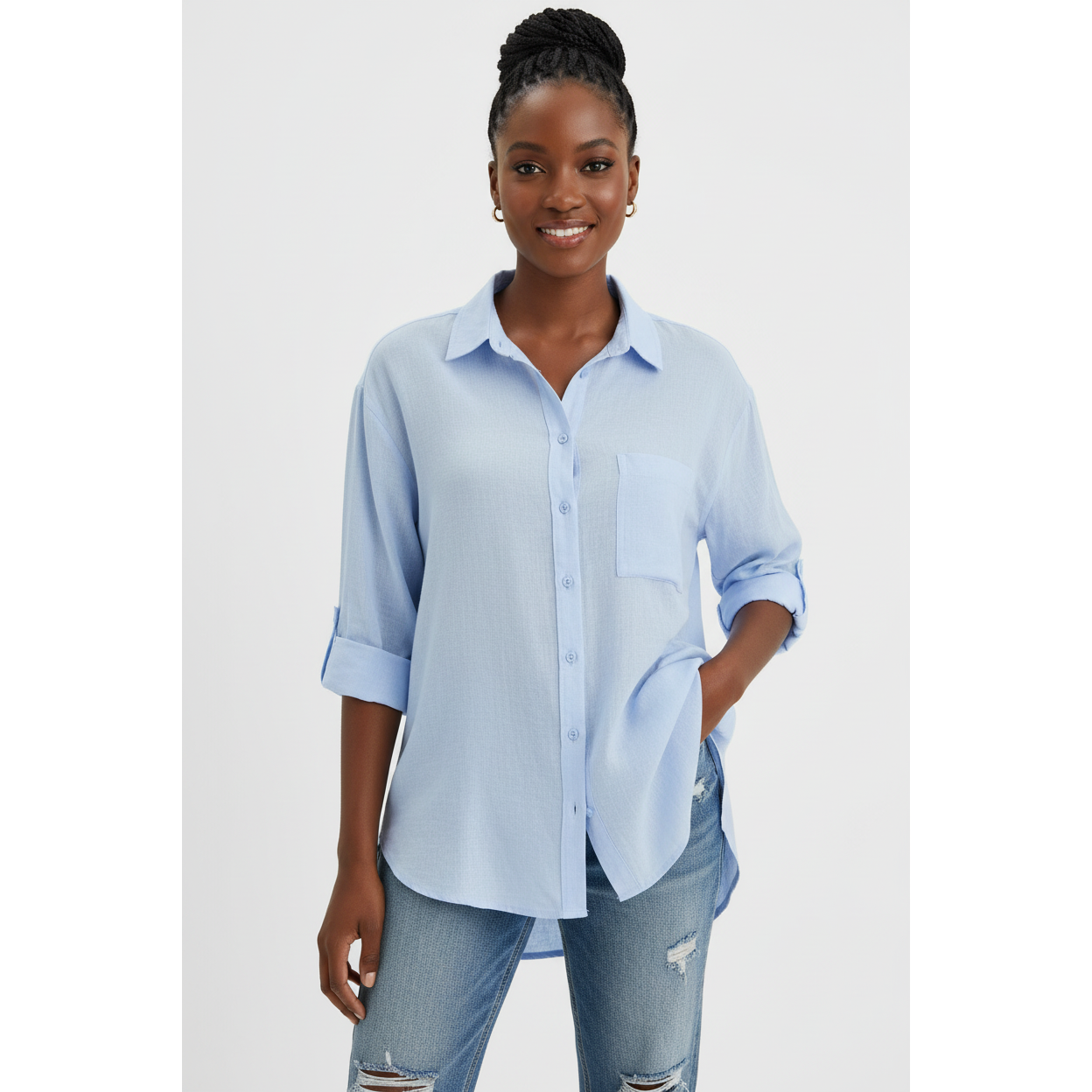 Casual Long Sleeve One Pocket Shirt