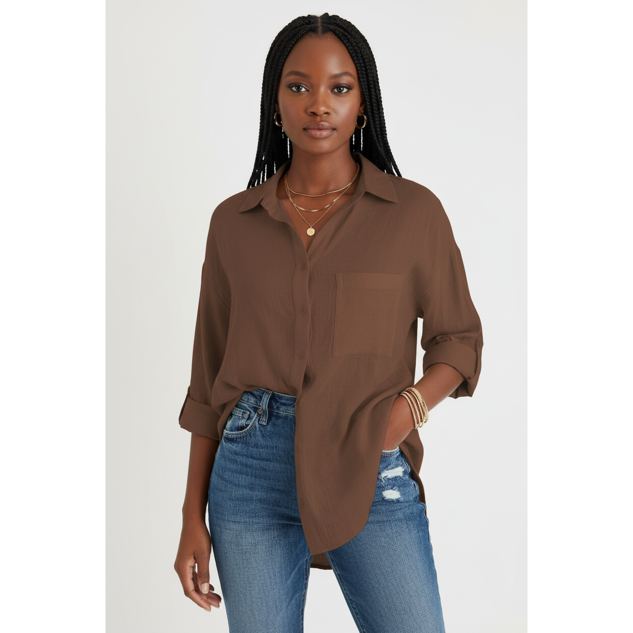 Casual Long Sleeve One Pocket Shirt