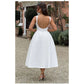 Backless A-Line Midi Satin Dress