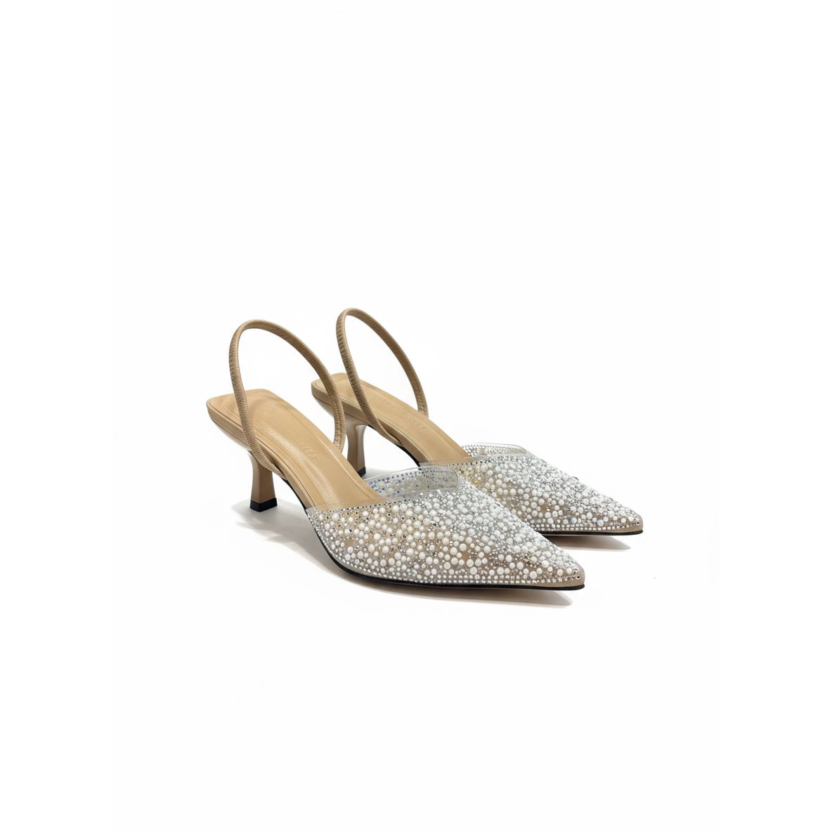 Fashionable Faux Pearl Rhinestone Decorated Heels