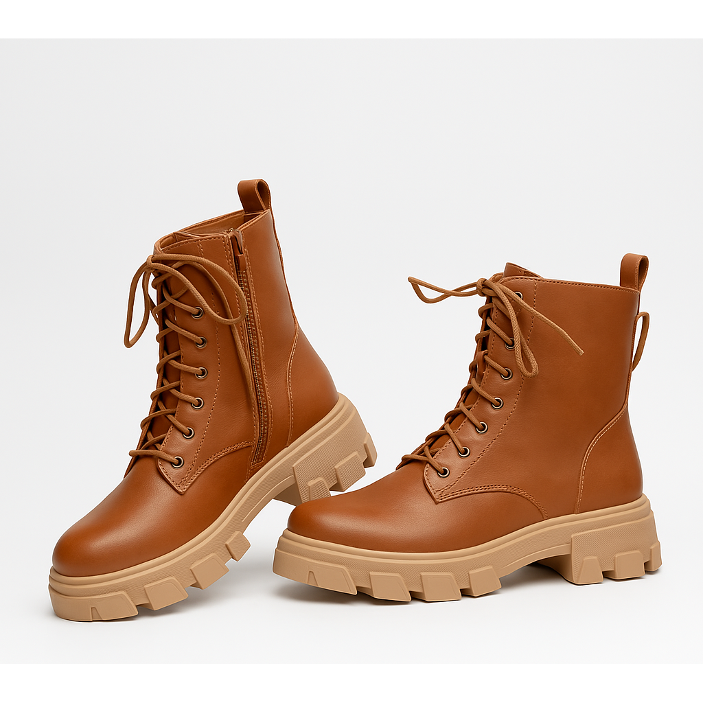 lace-up ankle boots with a chunky lug sole