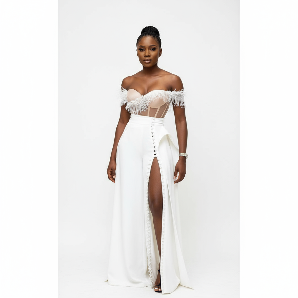 Sexy High Slit Off Shoulder Set