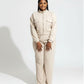 Two Piece Lounge Set with Zip-Up Crop Jacket