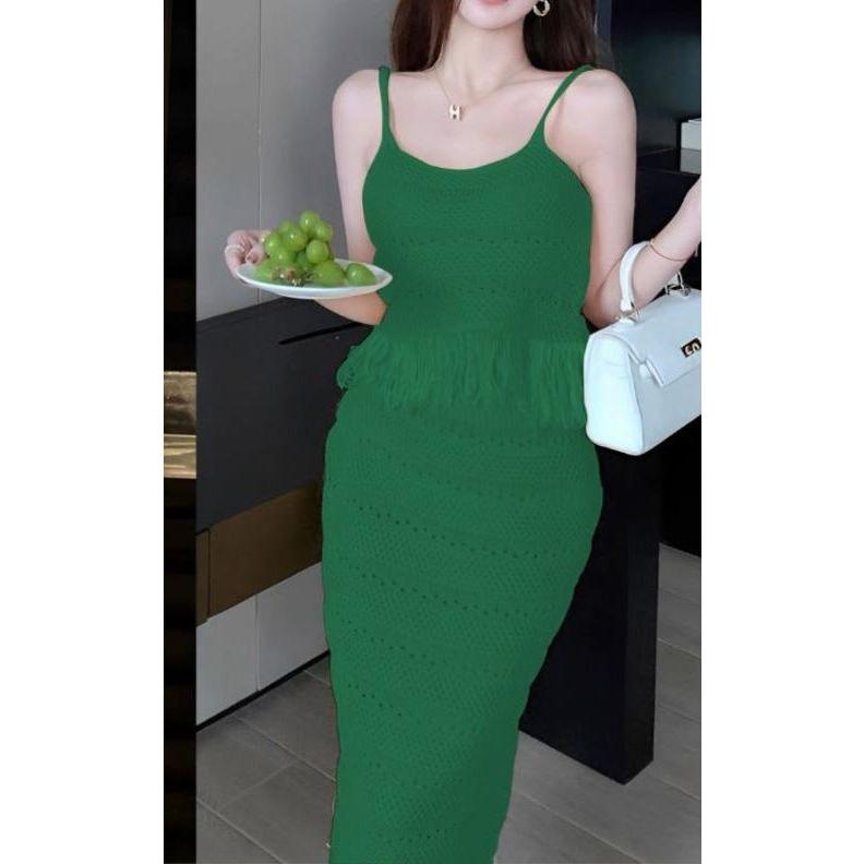 Sleeveless Top & Spaghetti Maxi Skirt Set