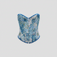 Heart Shape Floral Lace Up Corset Top.