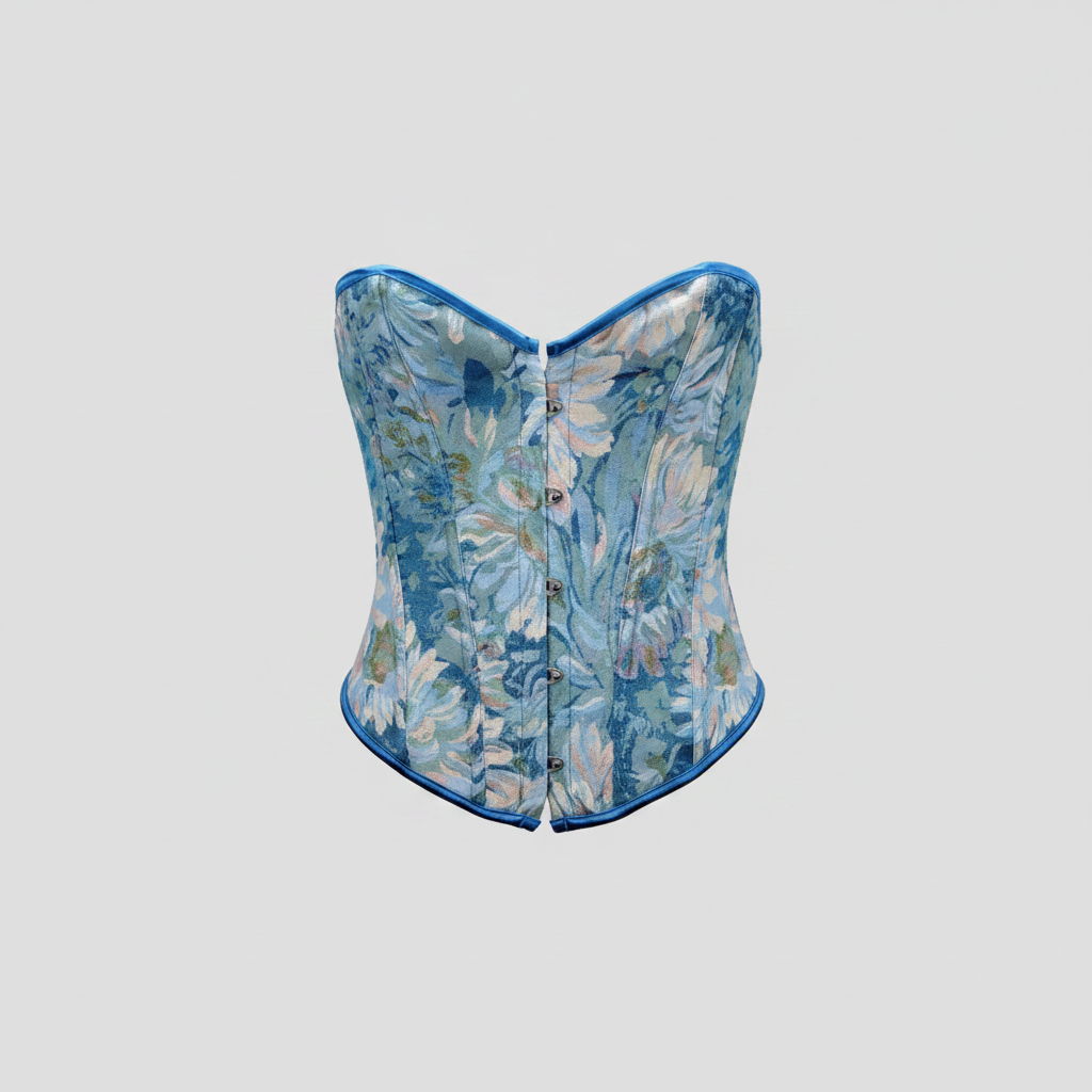 Heart Shape Floral Lace Up Corset Top.