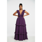 Deep V-neck Sleeveless Ruffle Maxi Dress
