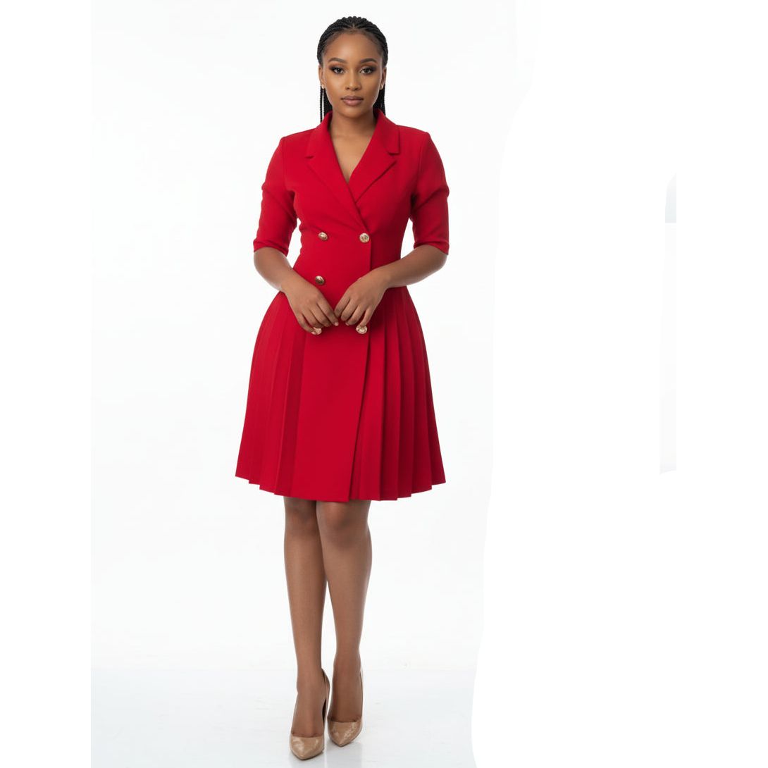 Plus Size Stylish Pleated Blazer Mini Dress