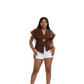 Asymmetrical Hem Short Jacket and a golden-tone button detail.