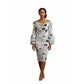Print Cold Shoulder Lantern Sleeve Long Sleeve Skinny Pencil Dress.