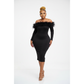 Bodycon Off Shoulder Feather Dress