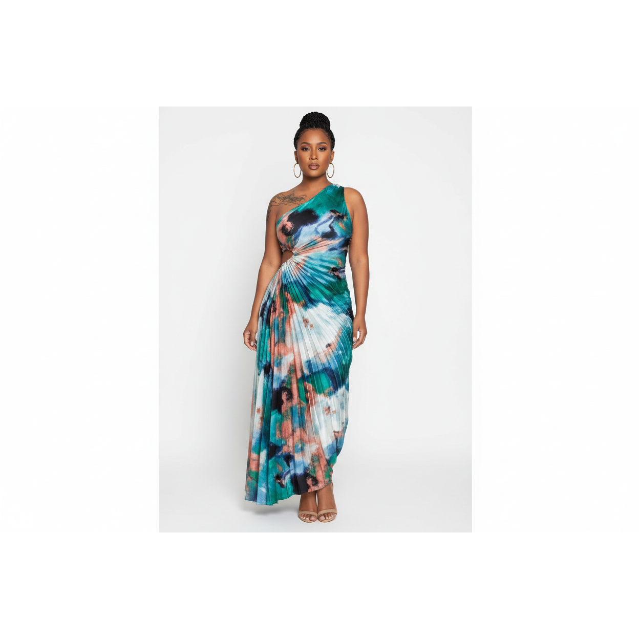 Off Shoulder One Hand Pleated Dress