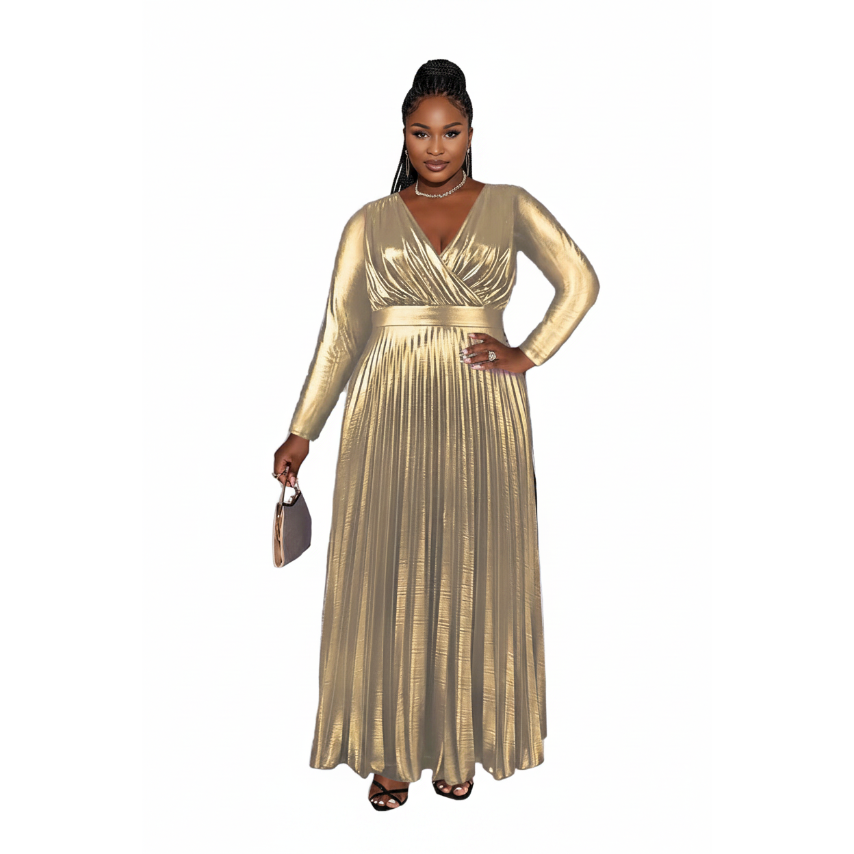 Vintage Pleated Maxi Dress