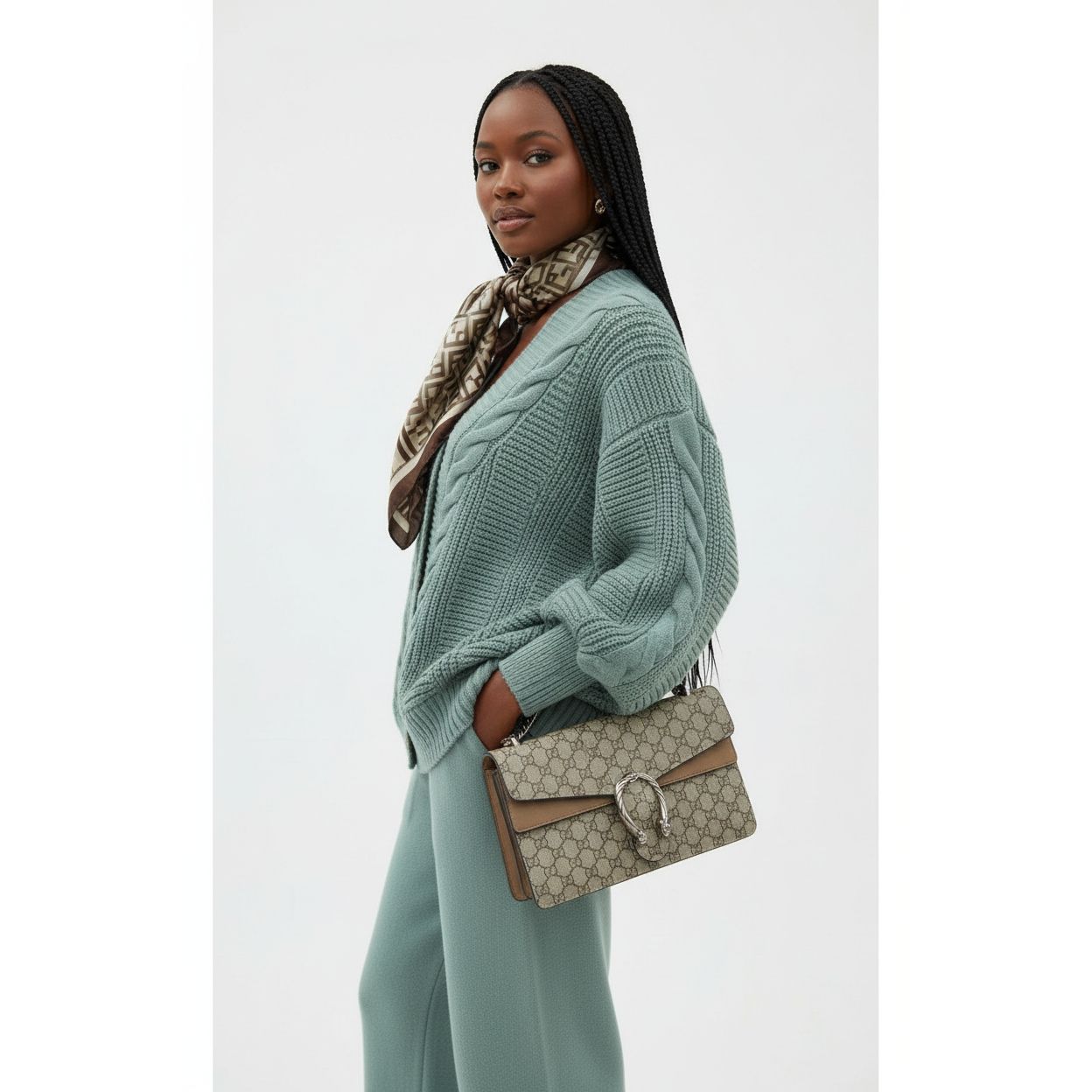 Solid Color Woolen Top and Pant Set