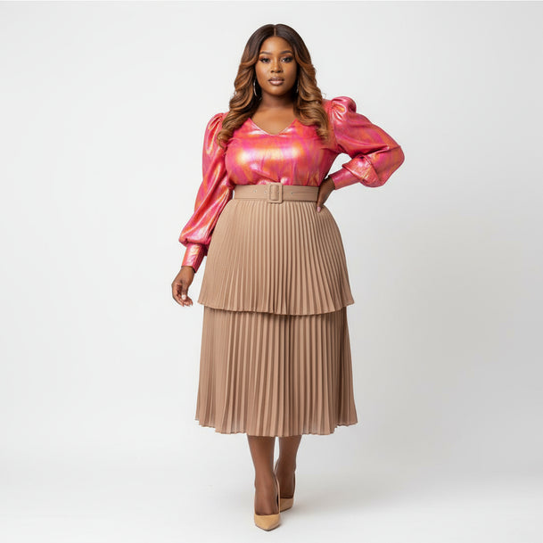 Plaid Patchwork Pleated Skirt