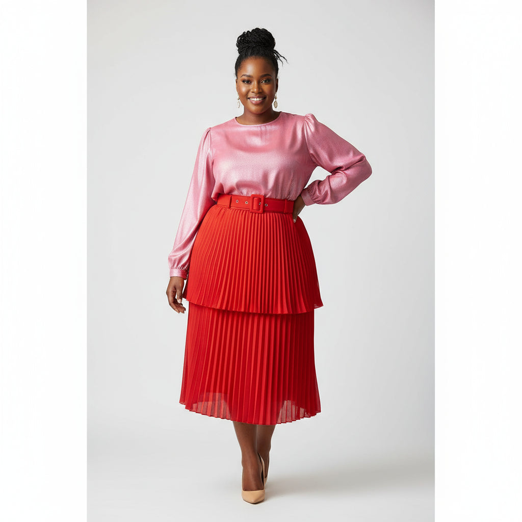 Vintage Pleated Patchwork Skirt