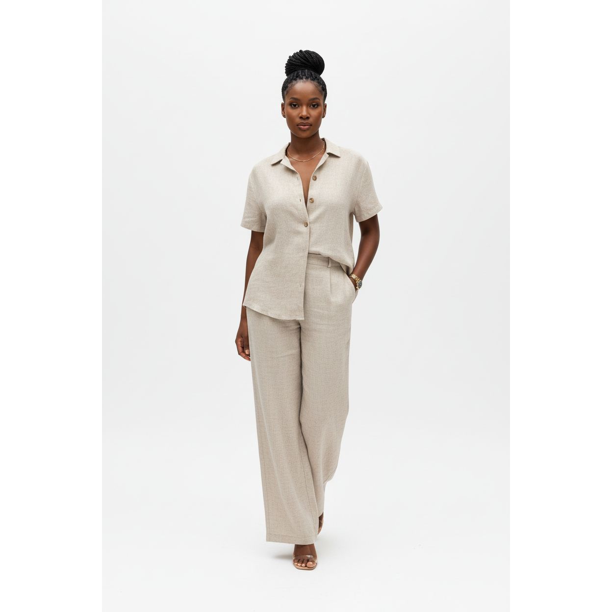 Elegant Short Sleeve Shirts & Pants Set