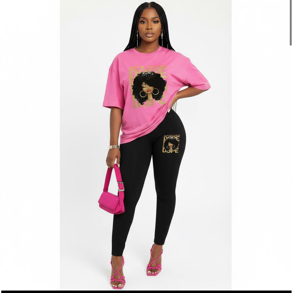 Sexy Printed Top And Tight Pant Set