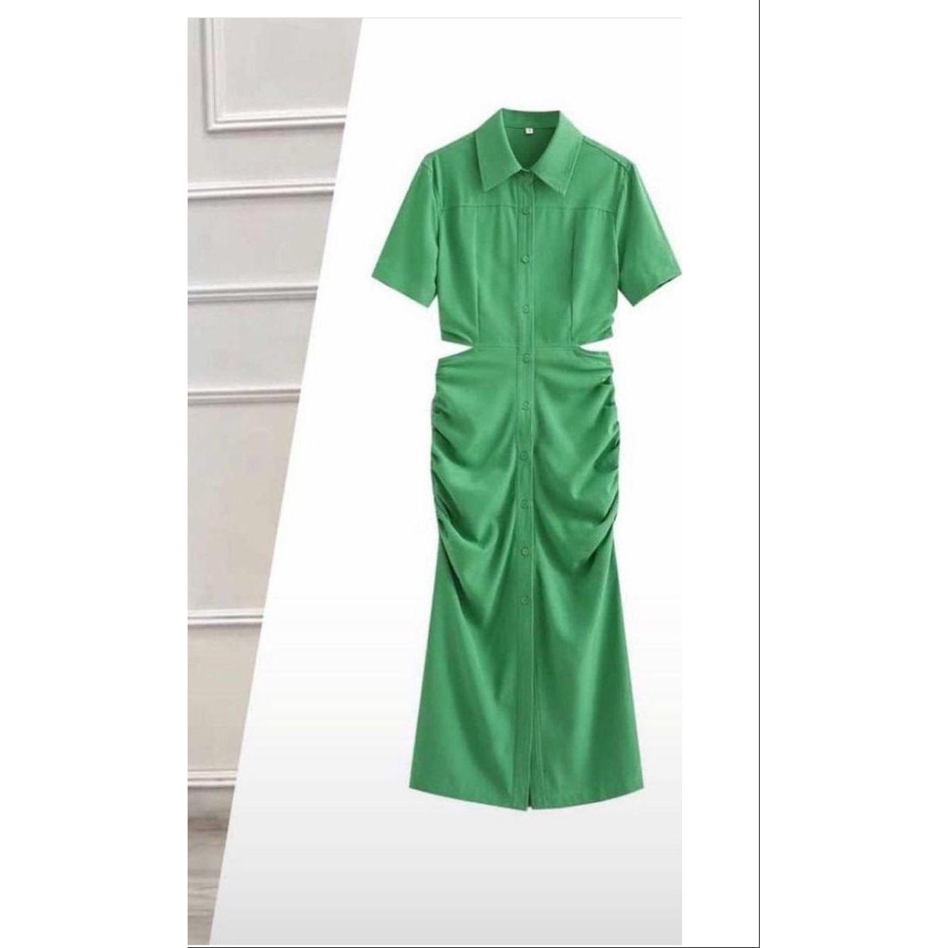 Cut Out Back Elegant Button Detailed Dress