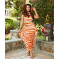 Striped Sleeveless Top And Bodycon Skirt Set
