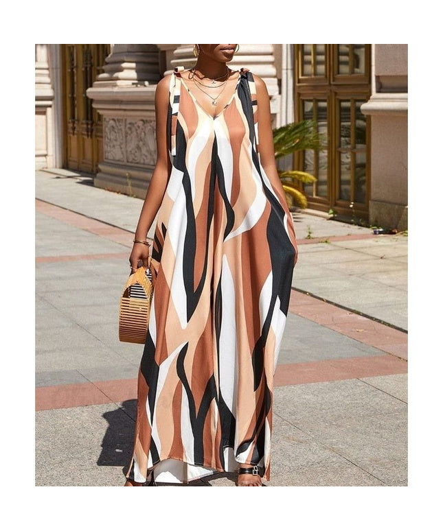 Wide Leg Abstract Print Jumpsuit