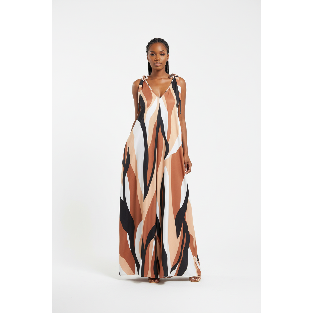 Wide Leg Abstract Print Jumpsuit
