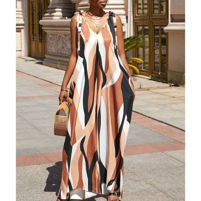 Wide Leg Abstract Print Jumpsuit
