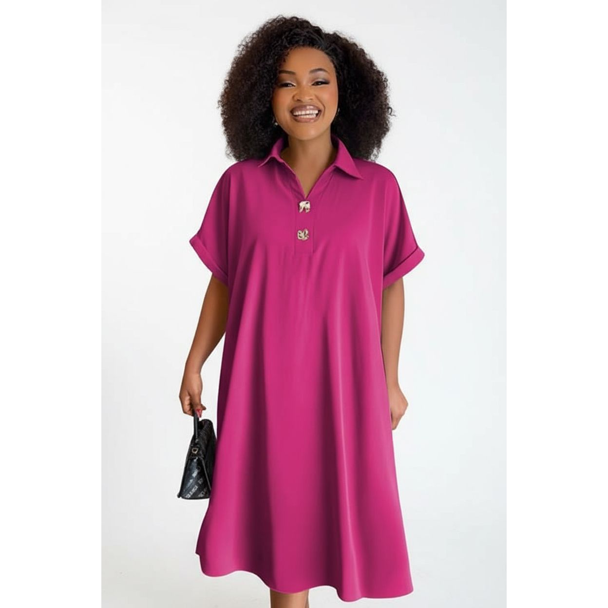 Casual Collar Midi Dress.