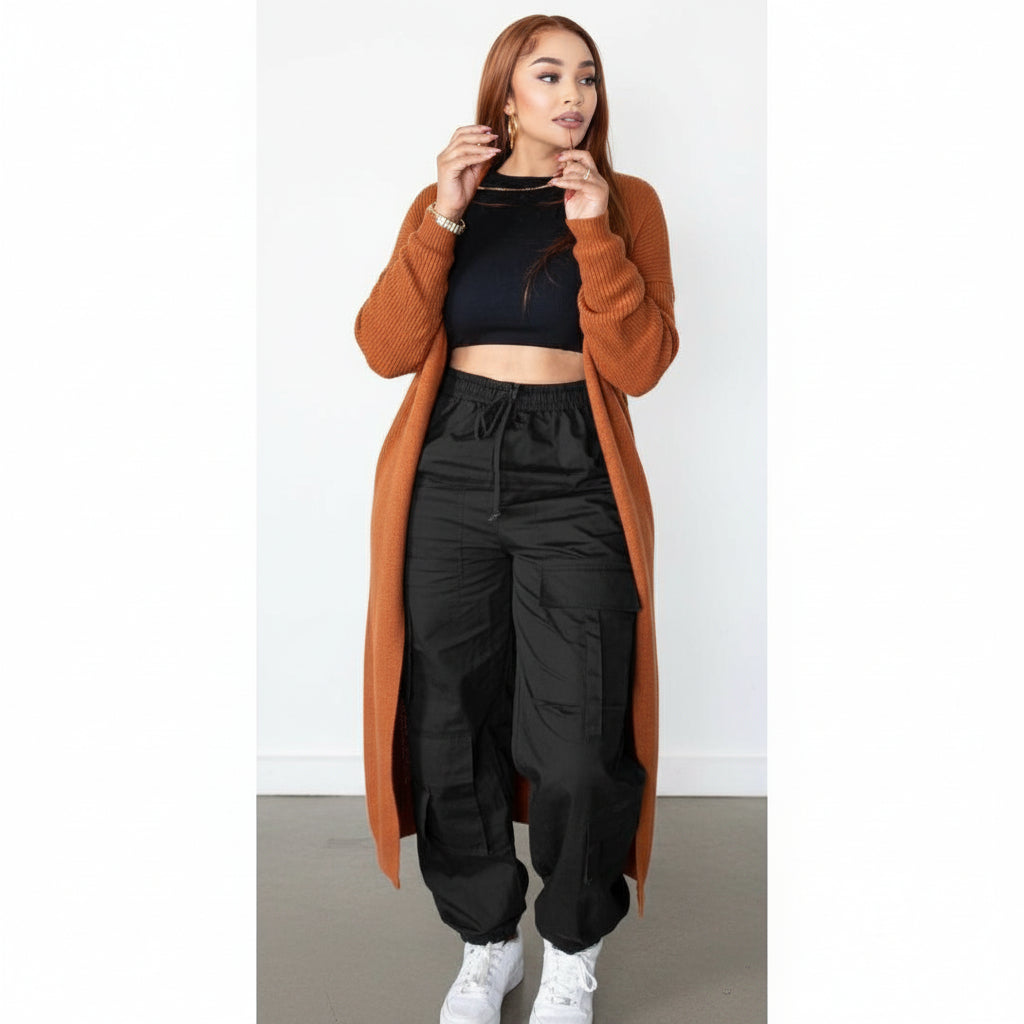 High Waisted Cargo Strap Pants