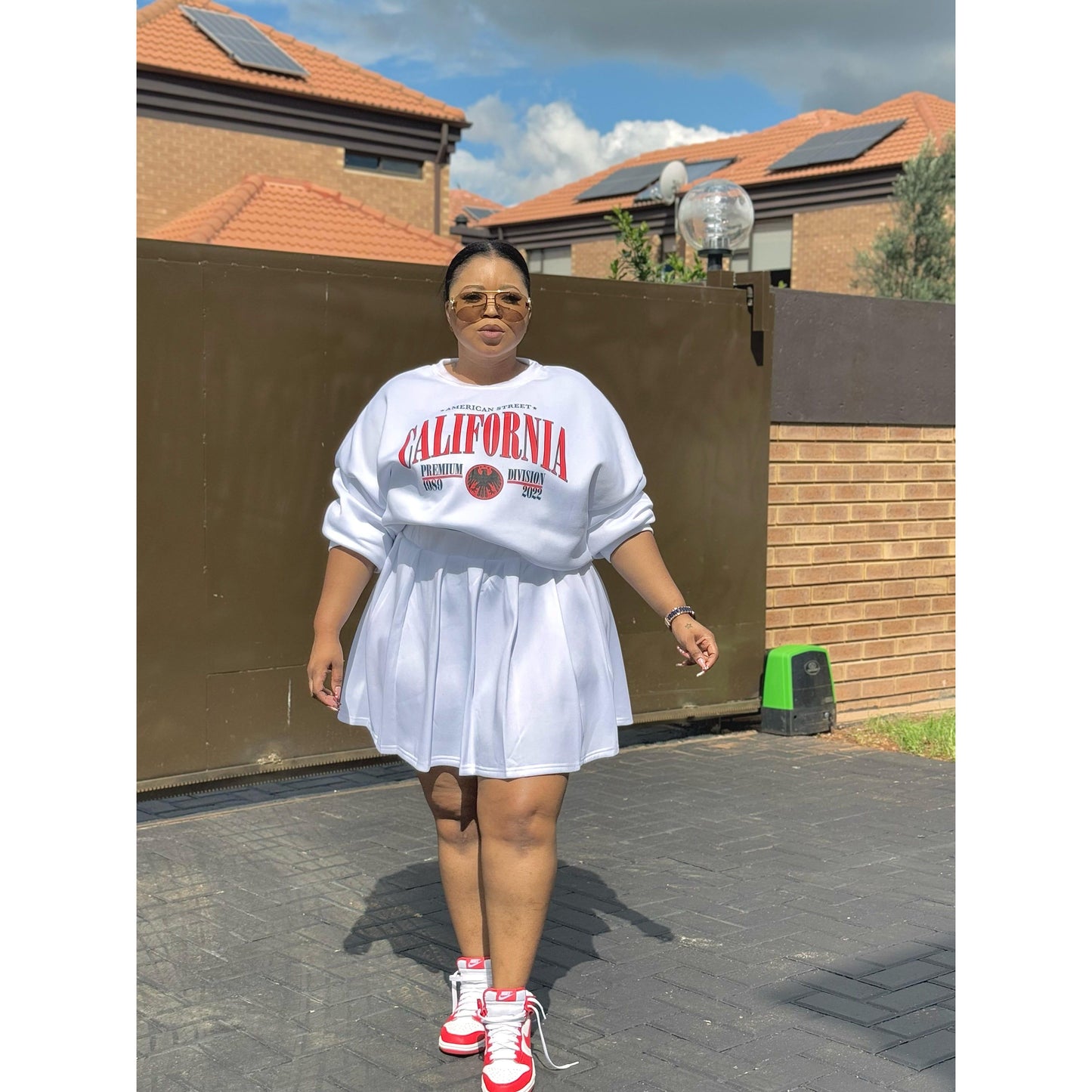 Mini Skirt & Oversized Sweatshirt 2 Piece Set.