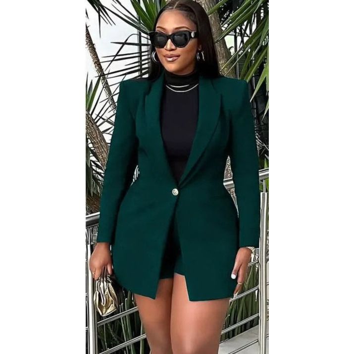 Formal Solid Button Front Lapel Neck Blazer.