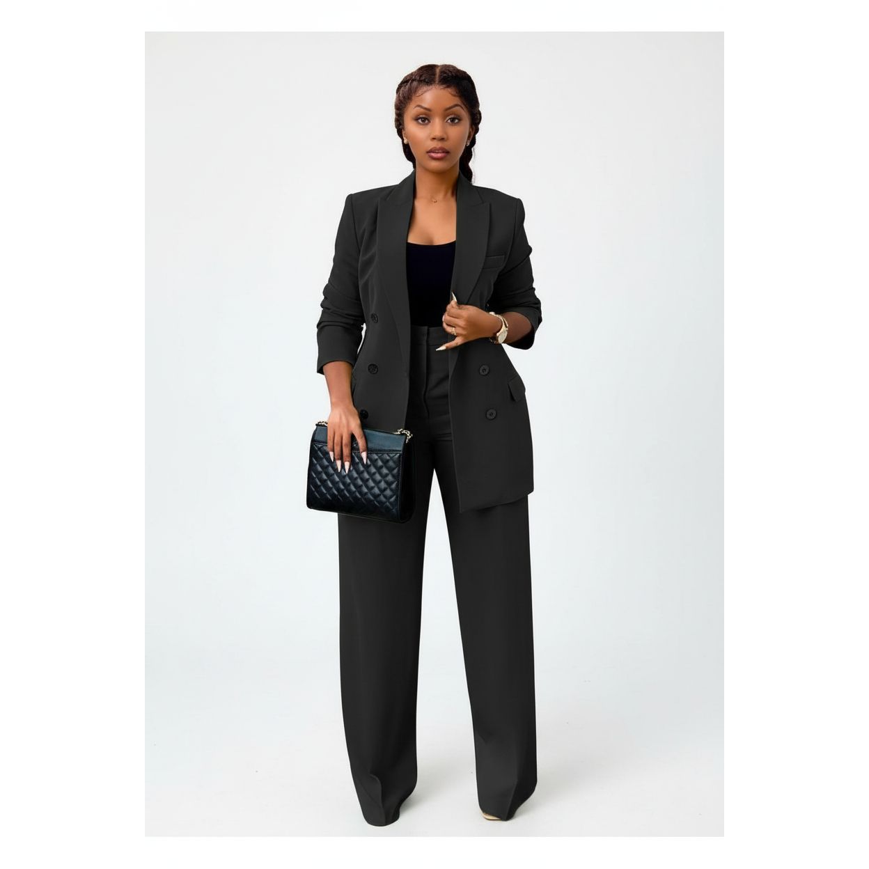 Long Sleeve Blazer and Pants 2 Piece Outfits.