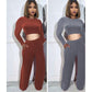 Sexy Knitted Crop Top & Pant Set