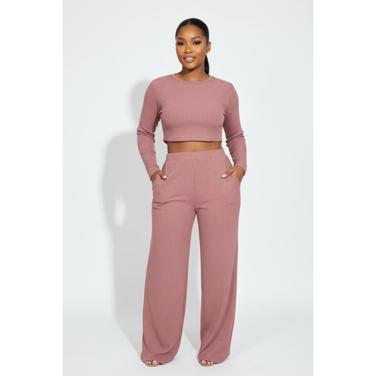 Sexy Knitted Crop Top & Pant Set