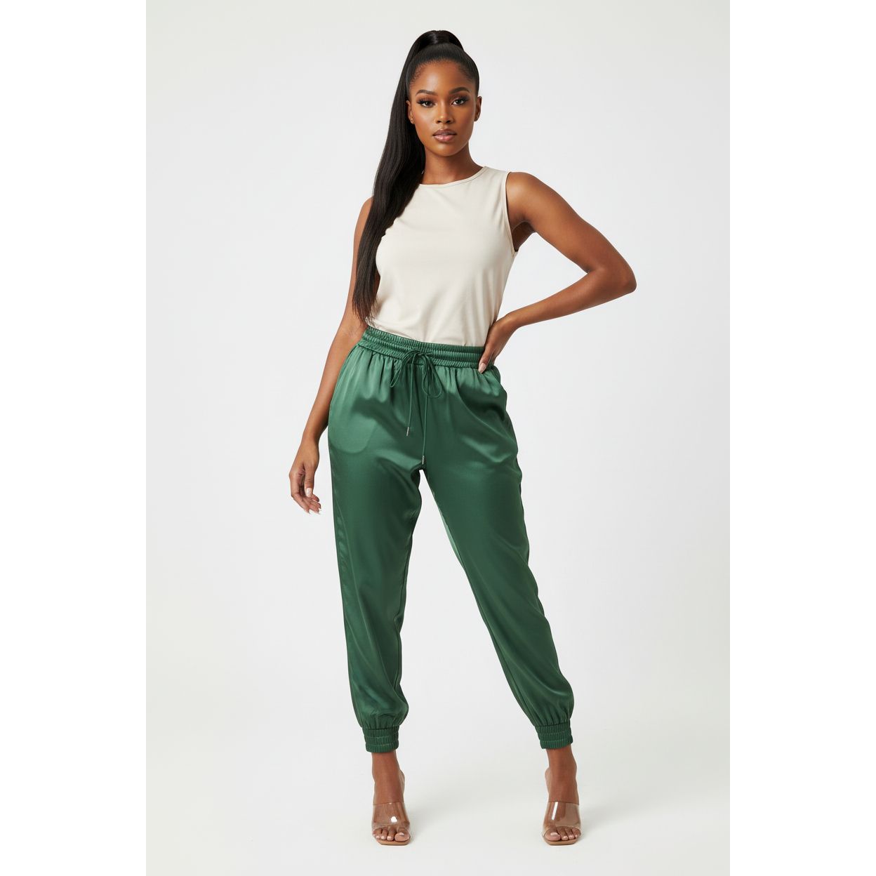 Satin Cargo Pants