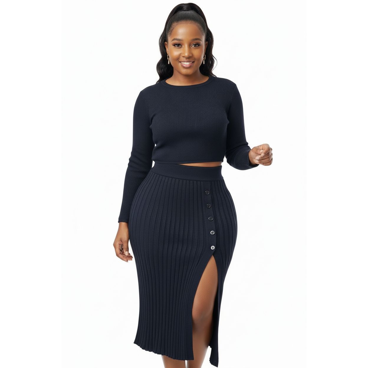 Sexy Knitted Top & Skirt Set