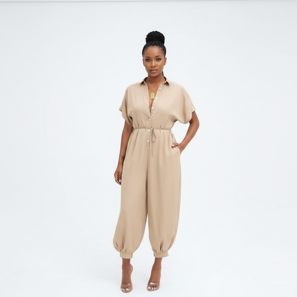 V-Neck Button Lace-Up Jumpsuit – YELLOW SUB TRADING