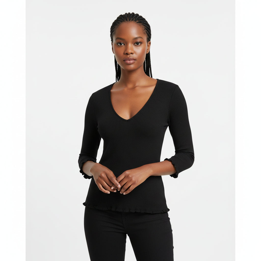Short Sleeve V-Neck Top